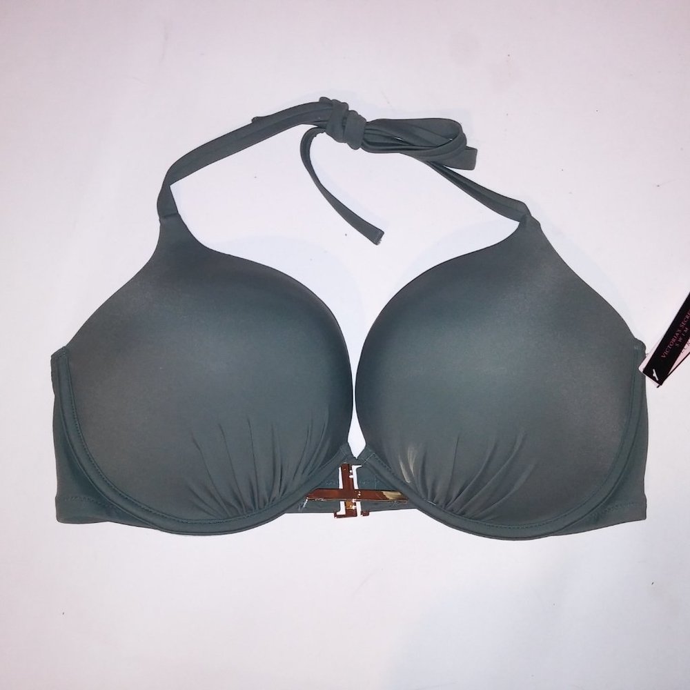 Victoria Secret Swim Bikini Top 38D Bombshell Push Up Adds 2 Cup Sizes Solid New